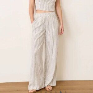Marine Layer Allison Hemp and Tencel Blend Stripe Wide Leg Trouser Size Small